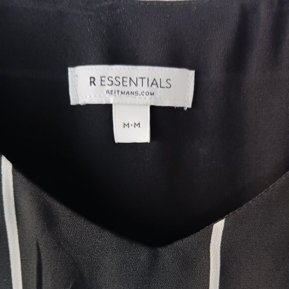 R essentials Womens Top Size Medium White Geometric Black White Stapes Lining - Picture 3 of 8